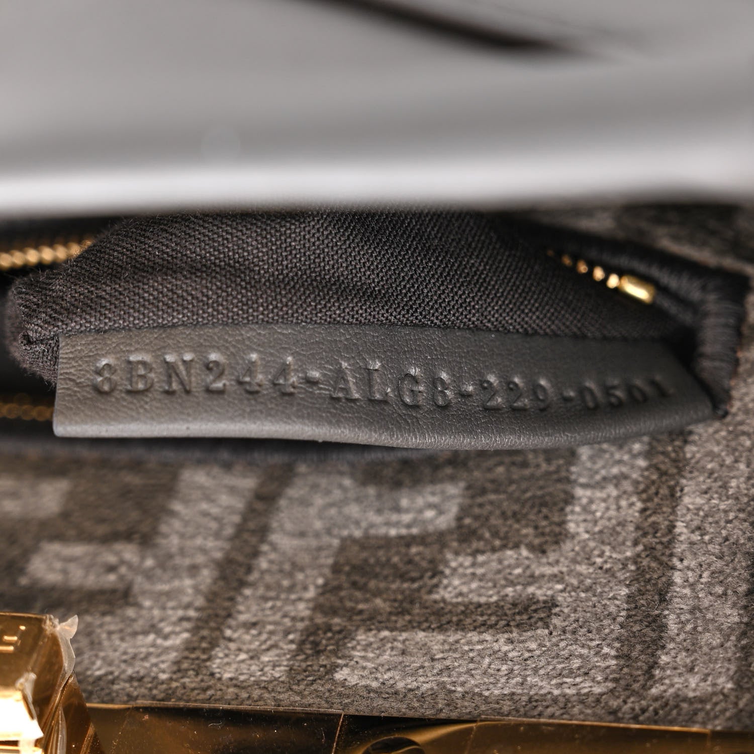 Fendi Vitello Seta Chenille FF Mini Peekaboo Iconic Satchel Anthracite Asfalto 7 of 11