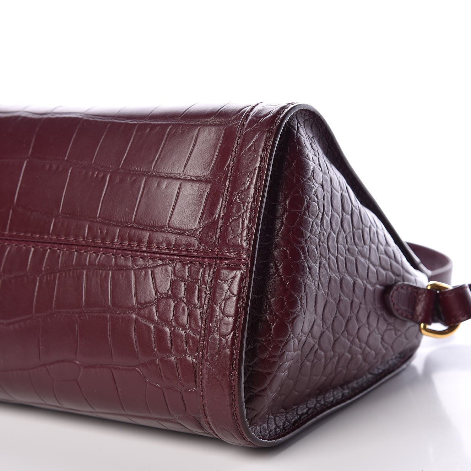 Alexander McQueen Calfskin Crocodile Embossed Small Skull Padlock Zip Around Tote Bordeaux 6 of 10