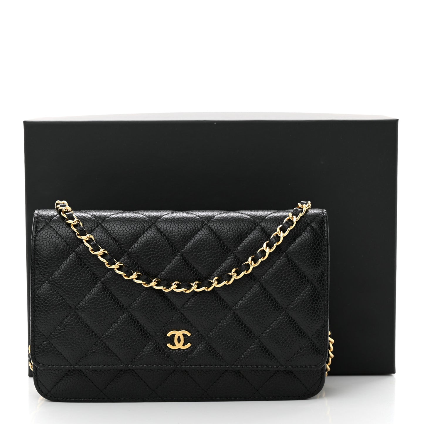 Caviar Quilted Wallet On Chain WOC Black