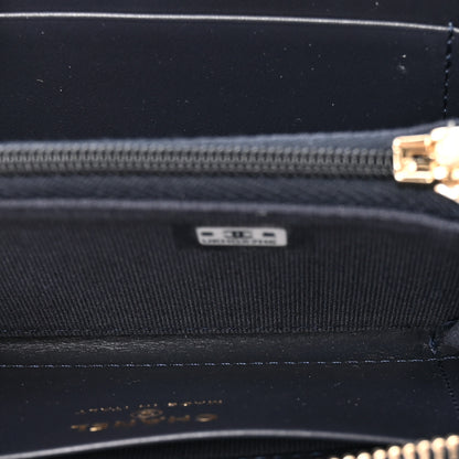 Chanel Denim Quilted Zip Coin Purse Dark Blue Orange 6 of 9