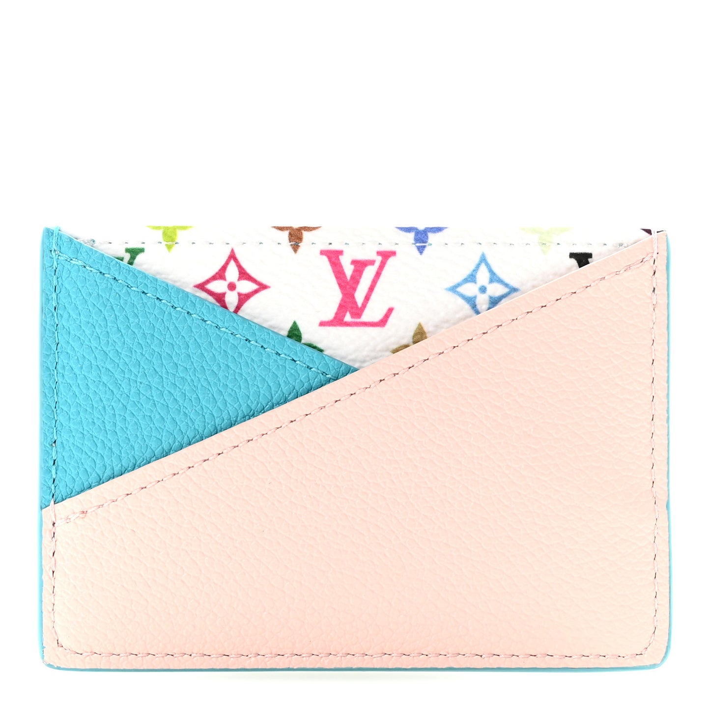 LV X TM Monogram Multicolor Criss-Cross Card Holder Kabira Blue Rose