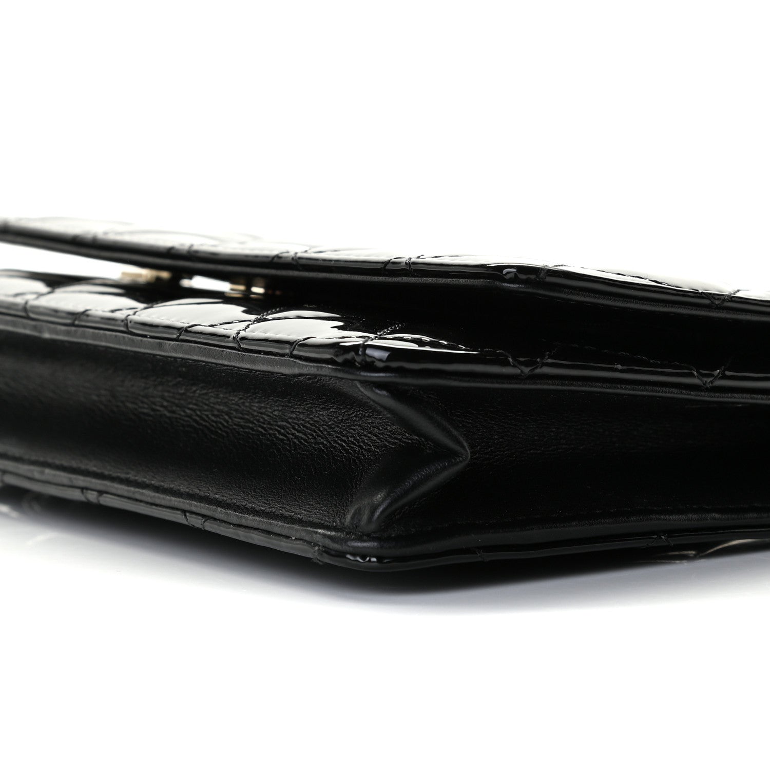 Chanel Patent Quilted Wallet On Chain WOC Black 9 of 9