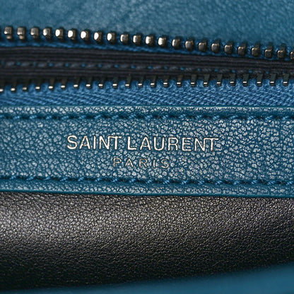 Saint Laurent Sheepskin Matelasse Chevron Monogram Medium College Bag Petrol Green 6 of 11