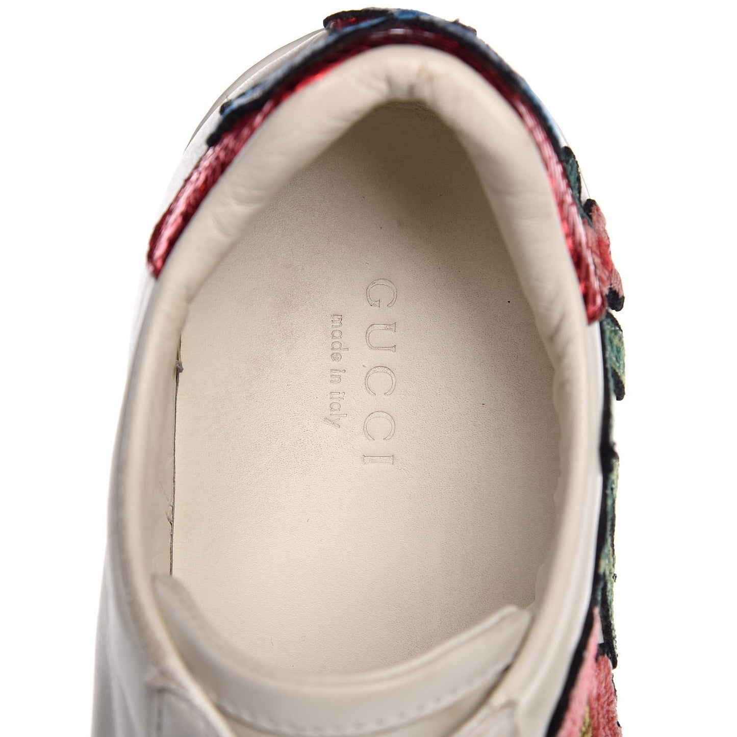 Calfskin Web Floral Embroidered Ace Sneakers 36.5 White