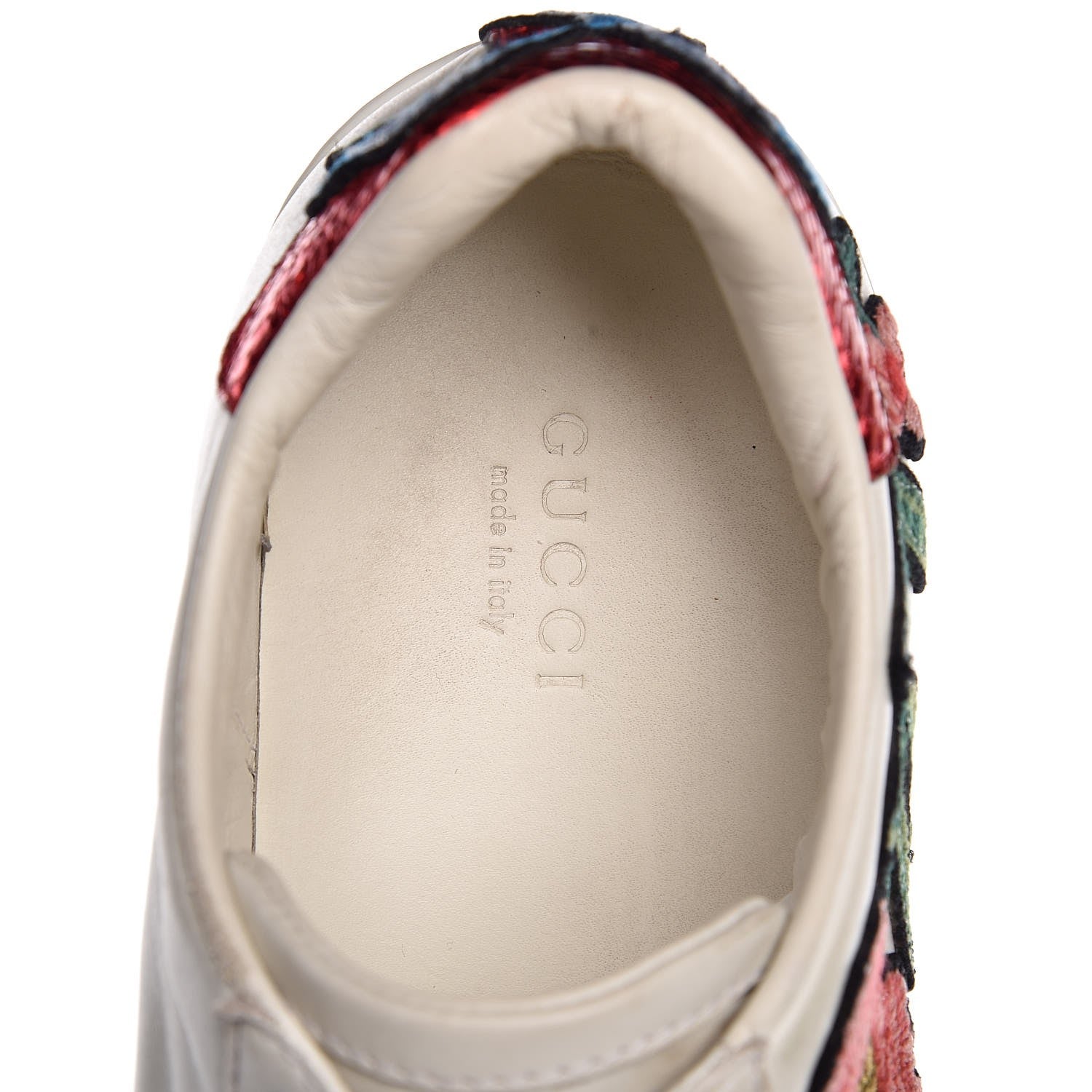 Gucci Calfskin Web Floral Embroidered Ace Sneakers 36.5 White 9 of 18
