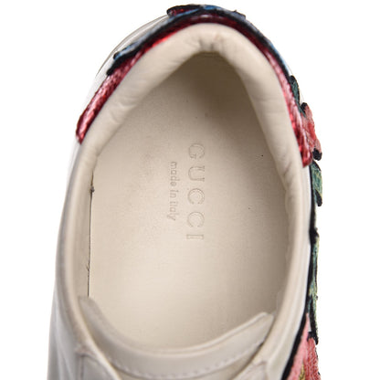 Gucci Calfskin Web Floral Embroidered Ace Sneakers 36.5 White 9 of 18