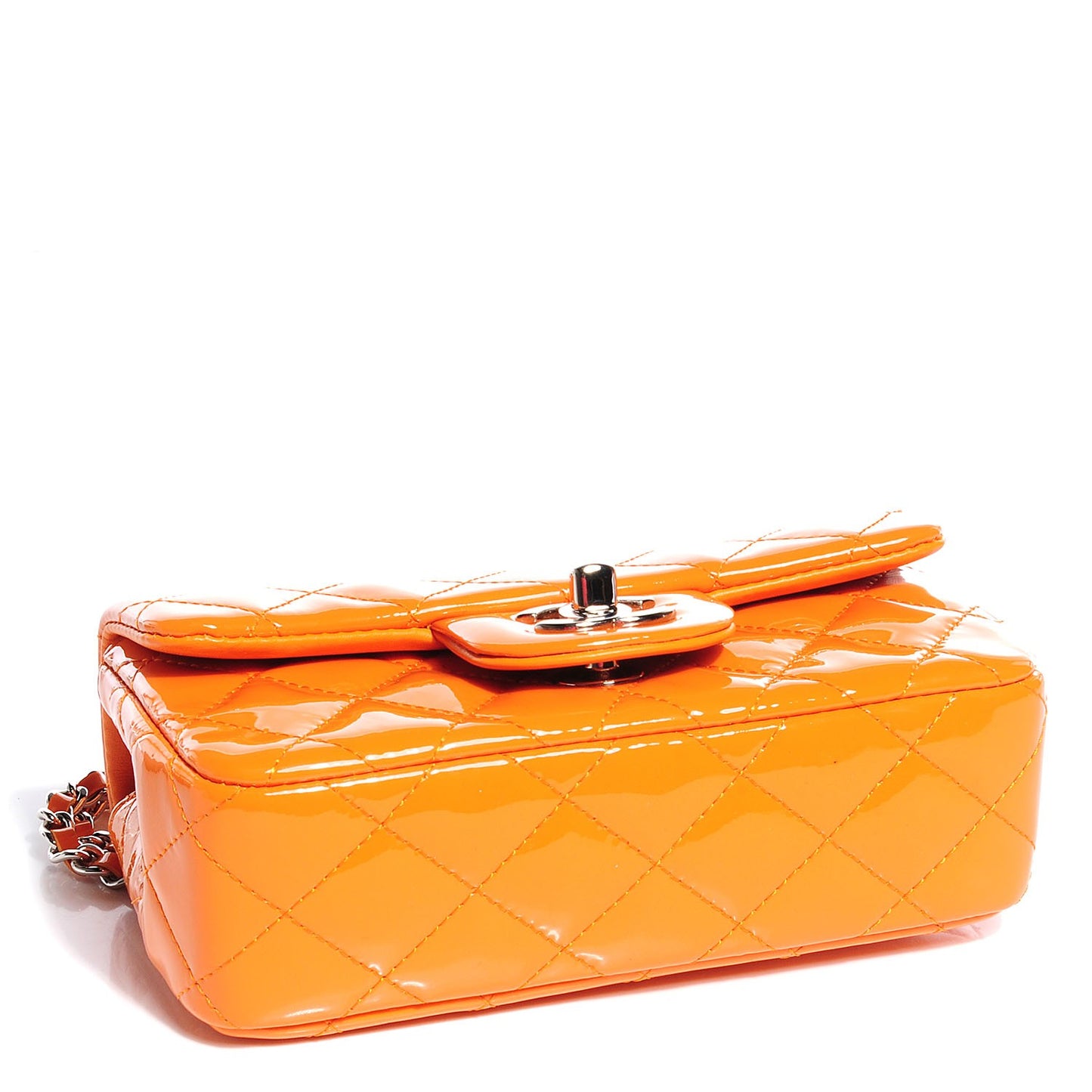 Patent Quilted Extra Mini Flap Light Orange