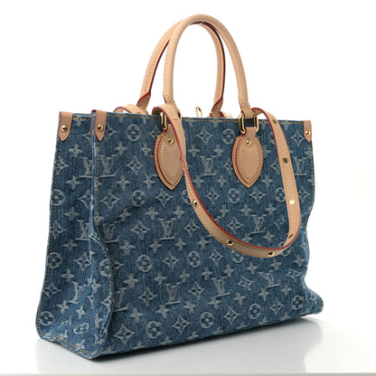Louis Vuitton Monogram Denim Onthego MM Blue 3 of 9