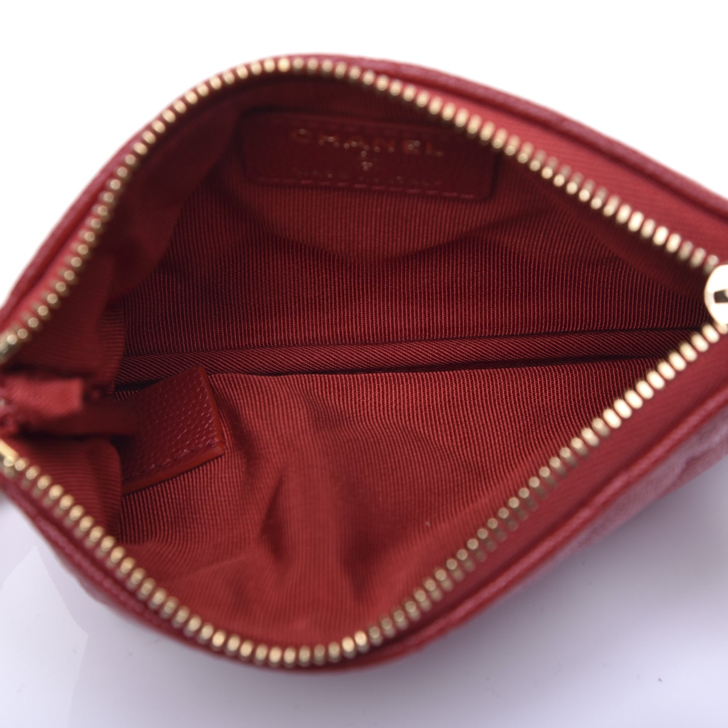 Caviar Quilted Small Cosmetic Case Red