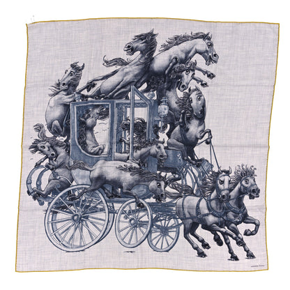 Hermes Cashmere Silk Grand Carrosse Royal Scarf 100 Gris Chine Gris Jaune 1 of 5