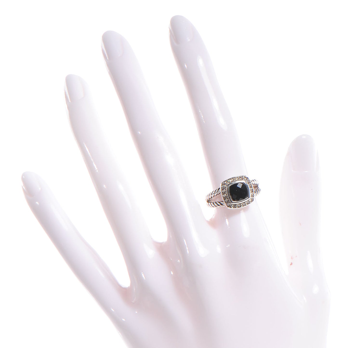 Sterling Silver Diamond Black Onyx 7mm Petite Albion Ring 52 6