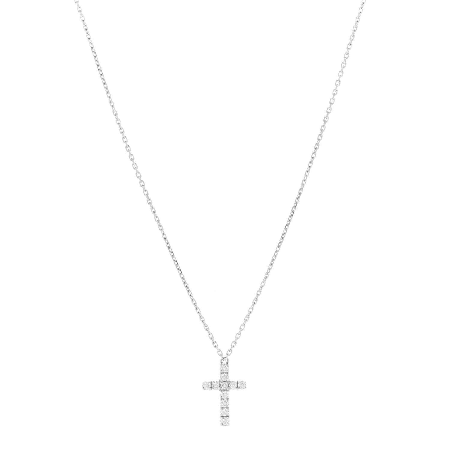Cartier 18K White Gold Diamond Symbols Cross Pendant Necklace 1 of 6