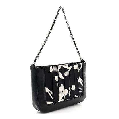 Chanel Lambskin Fabric Pleated Symbols Pochette Navy 4 of 12
