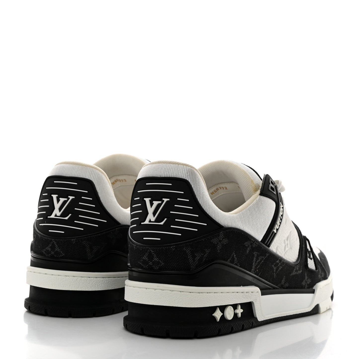 Calfskin Monogram Denim Mens LV Trainer Sneakers 9 Black
