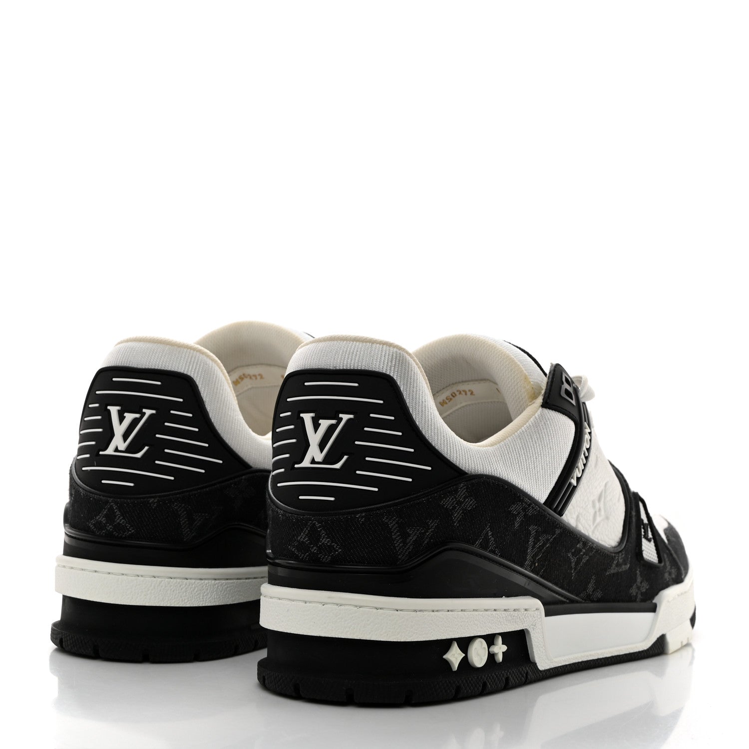 Louis Vuitton Calfskin Monogram Denim Mens LV Trainer Sneakers 9 Black 4 of 10