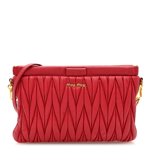 Nappa Matelasse Crossbody Clutch Red