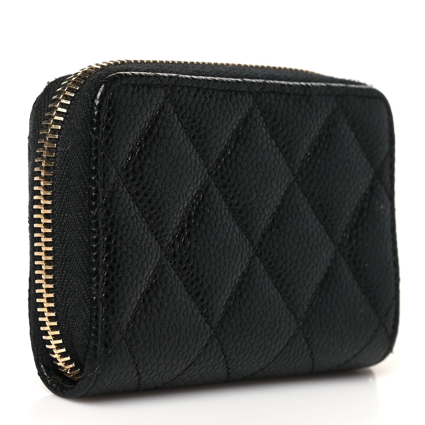Caviar Quilted Zip Coin Purse Black