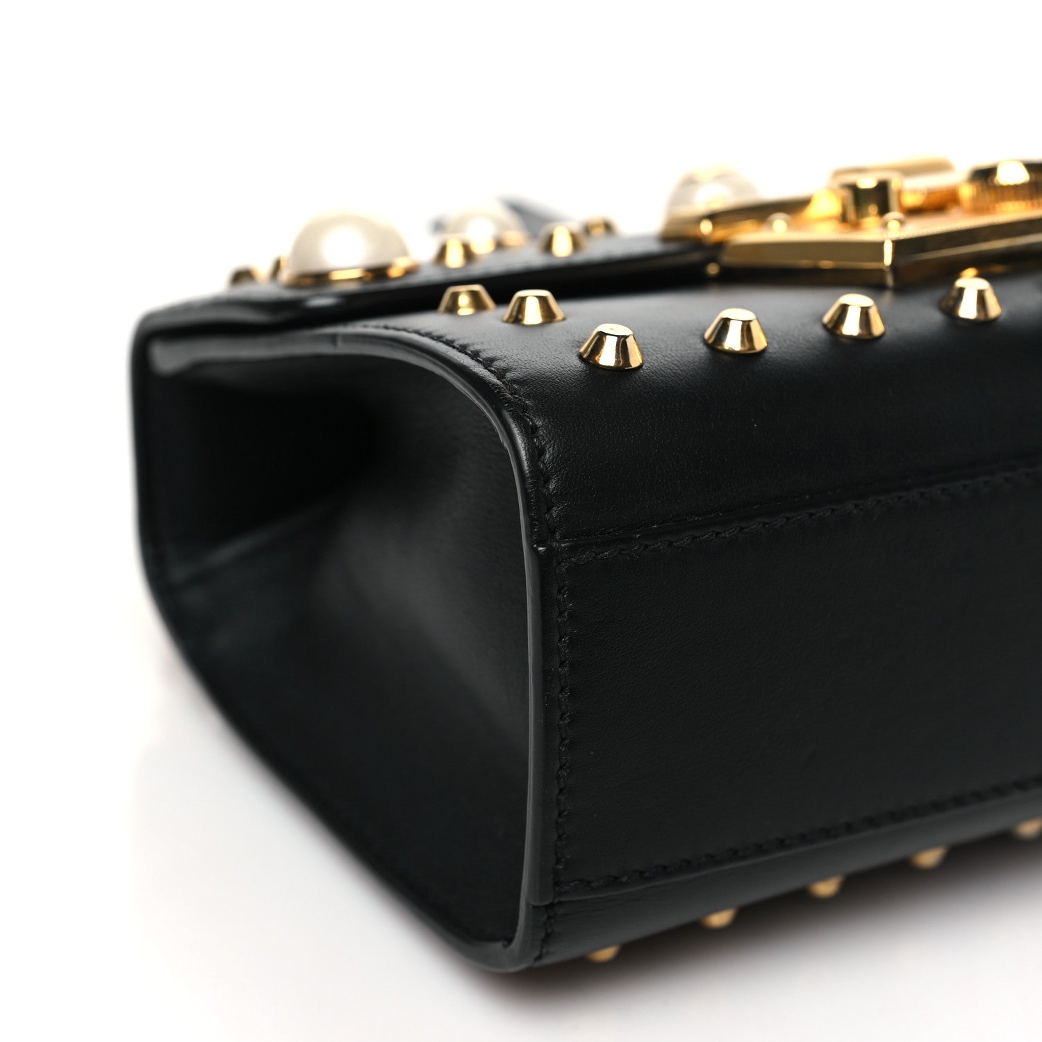 Gucci Calfskin Studded Small Padlock Shoulder Bag Black 8 of 9