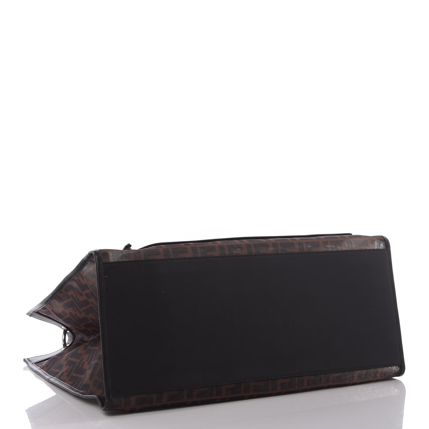 Mesh Vitello Century Cuoio FF 1974 Large Runaway Shopper Tote Marrone Black Ebano