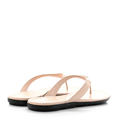 Prada Patent Calfskin Logo Thong Sandals 40 Cipria 4 of 9