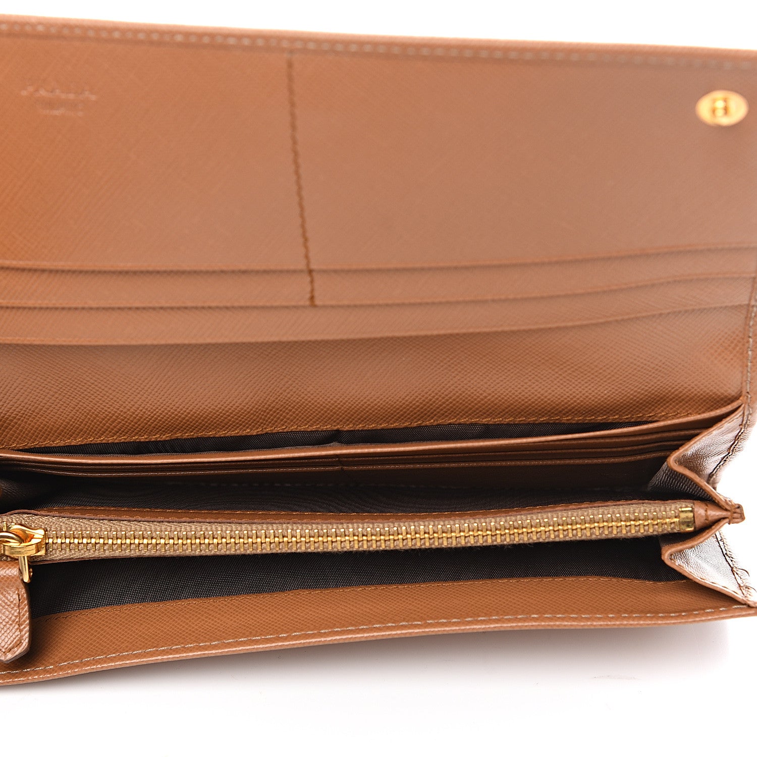 Prada Saffiano Continental Flap Wallet Caramel 4 of 6