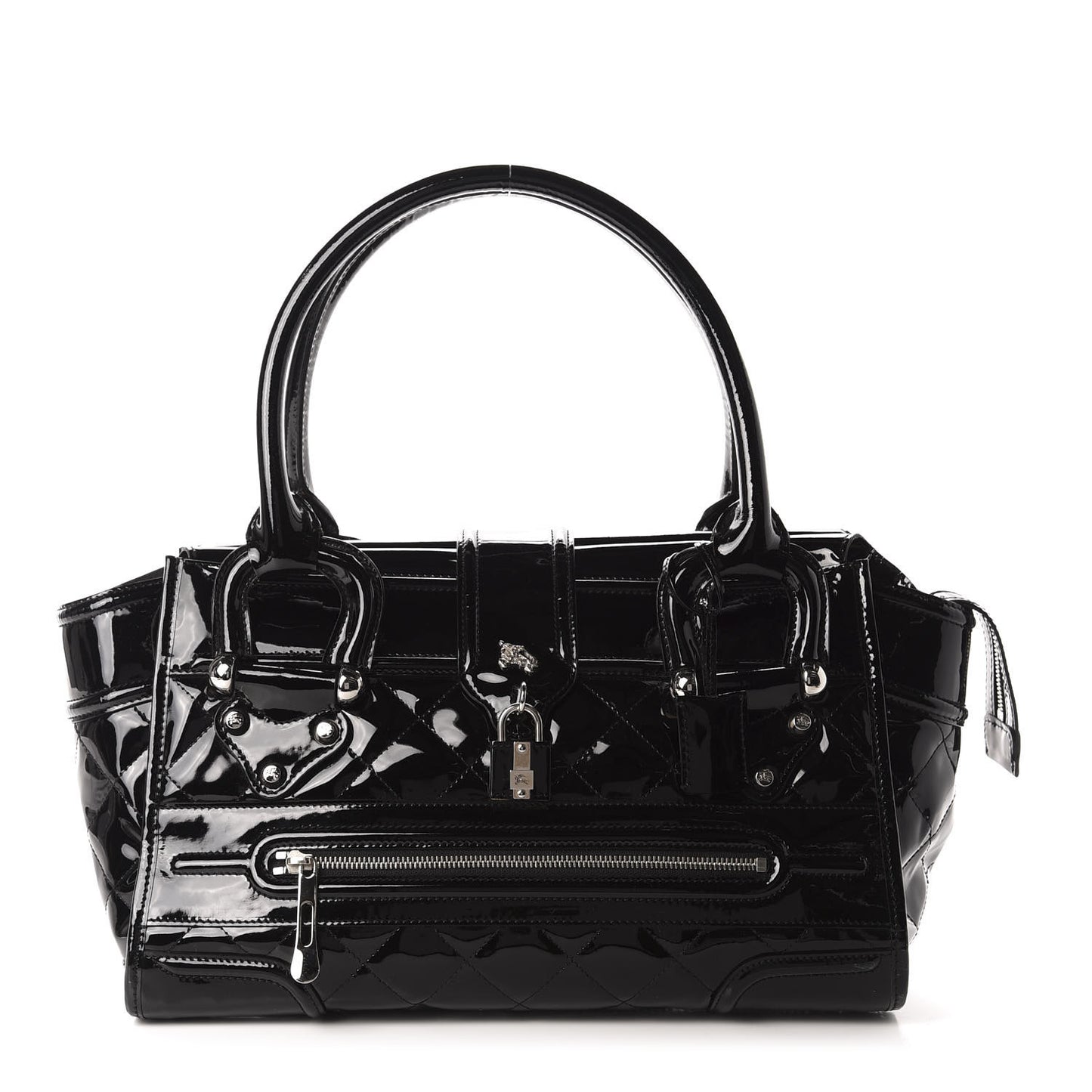 Patent Quilted Large Manor Tote Black