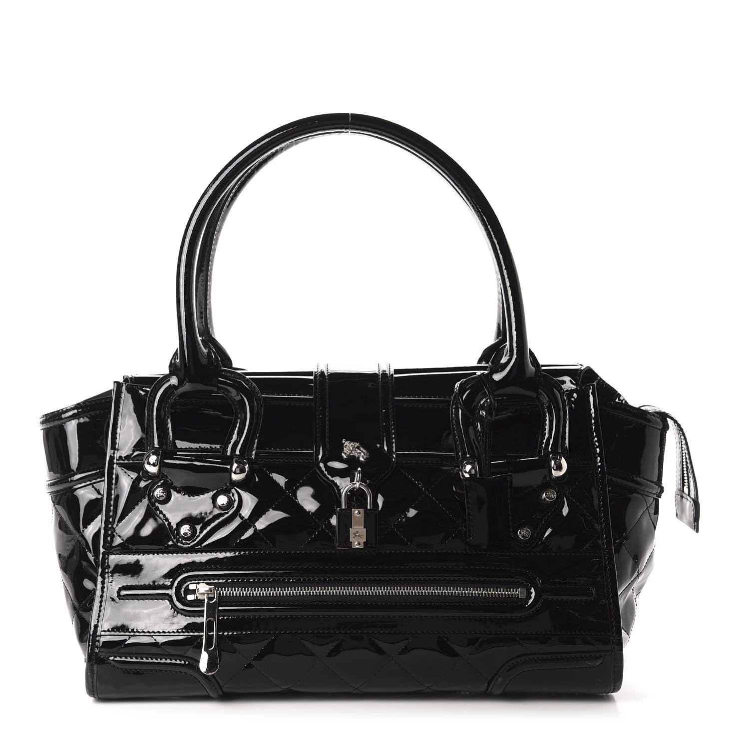 Burberry Patent Quilted Large Manor Tote Black 1 of 11