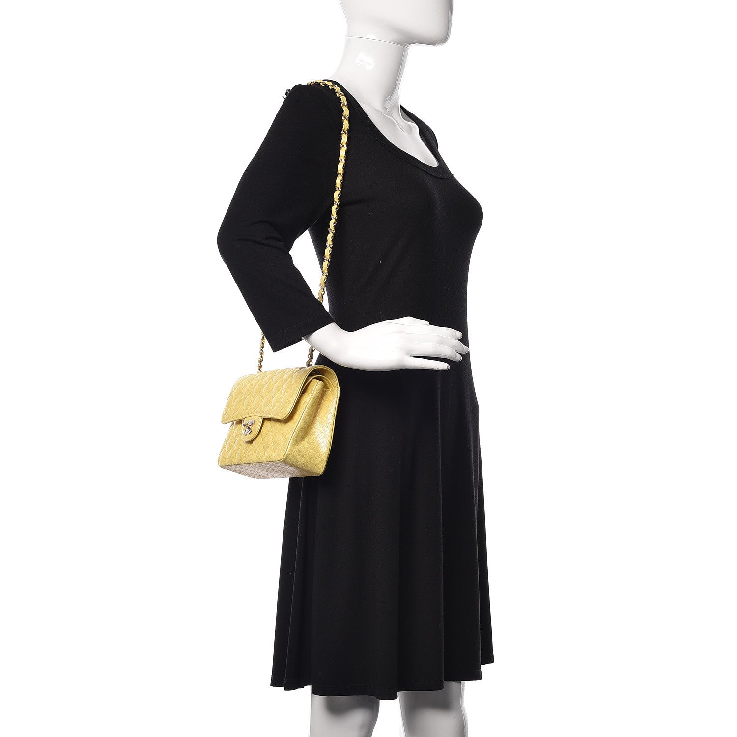 Chanel Iridescent Caviar Quilted Small Double Flap Yellow 2 of 12