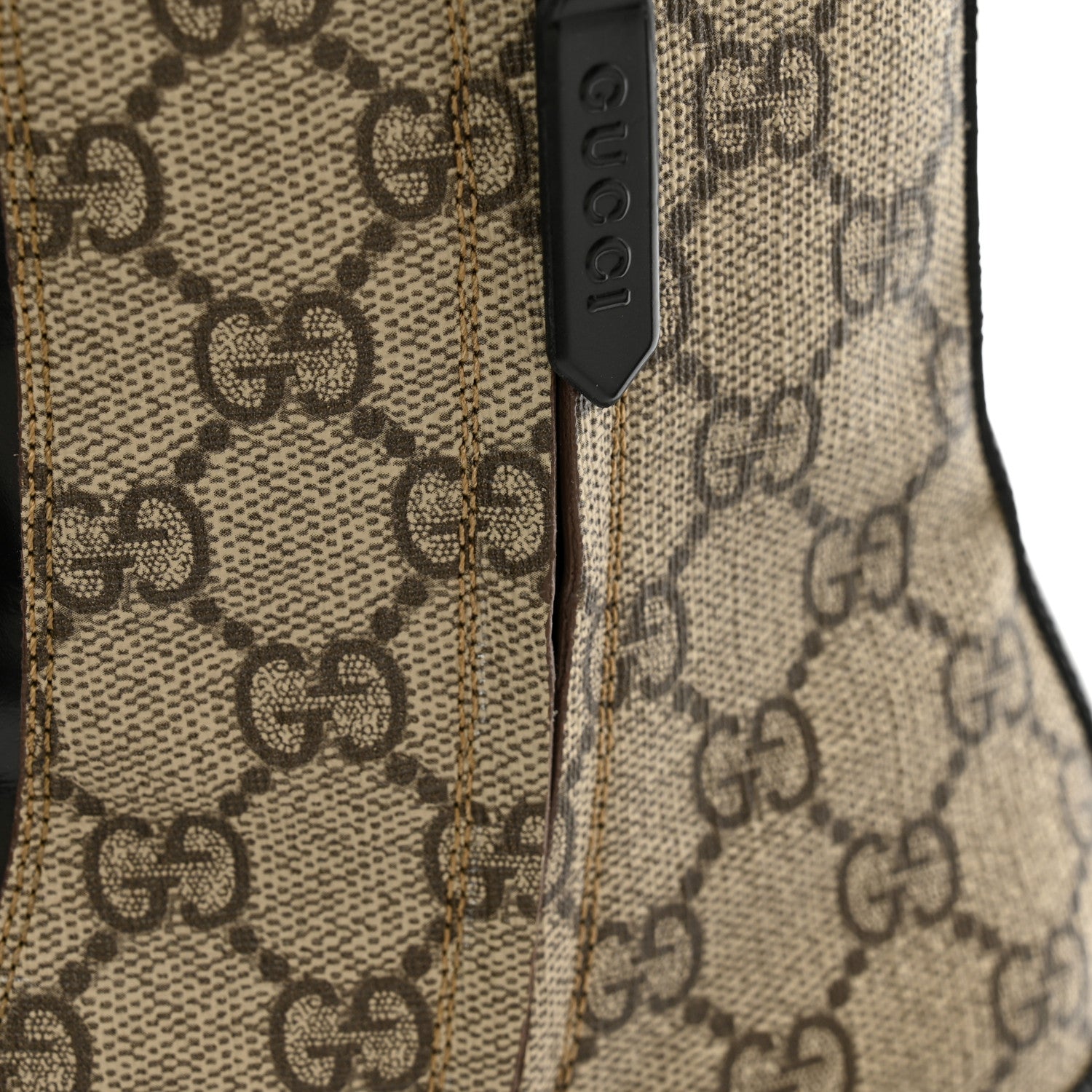 Gucci GG Supreme Monogram Magnum Calfskin Interlocking G Womens Lug Sole Ankle Boots 39.5 Beige Ebony Black 10 of 11