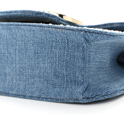 Valentino Garavani Denim Crystal Vlogo Small Loco Shoulder Bag Blue 9 of 10