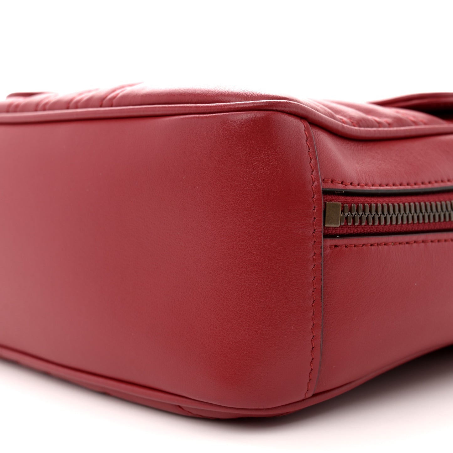 Calfskin Matelasse Sylvie Web Small GG Marmont Top Handle Shoulder Bag Hibiscus Red