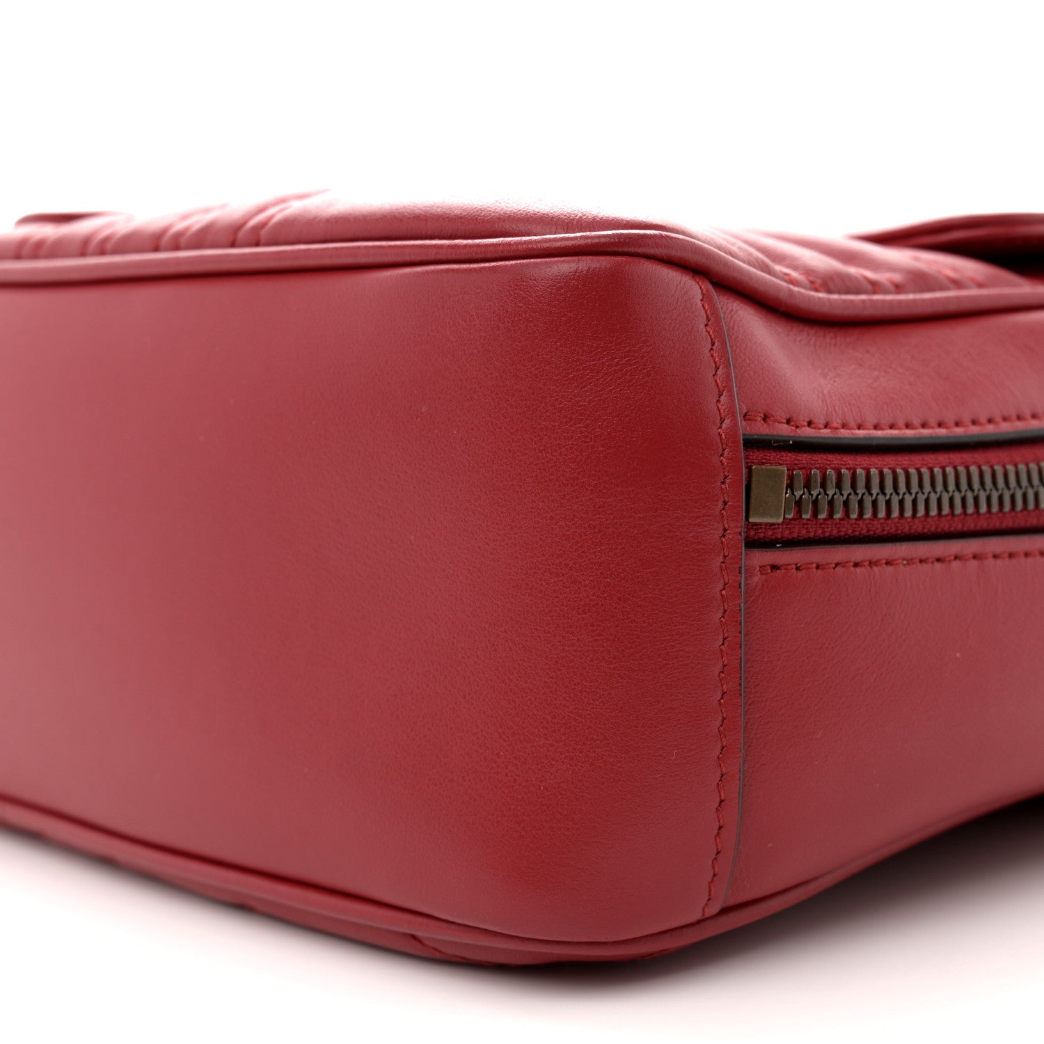 Gucci Calfskin Matelasse Sylvie Web Small GG Marmont Top Handle Shoulder Bag Hibiscus Red 10 of 11