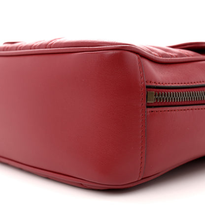 Gucci Calfskin Matelasse Sylvie Web Small GG Marmont Top Handle Shoulder Bag Hibiscus Red 10 of 11