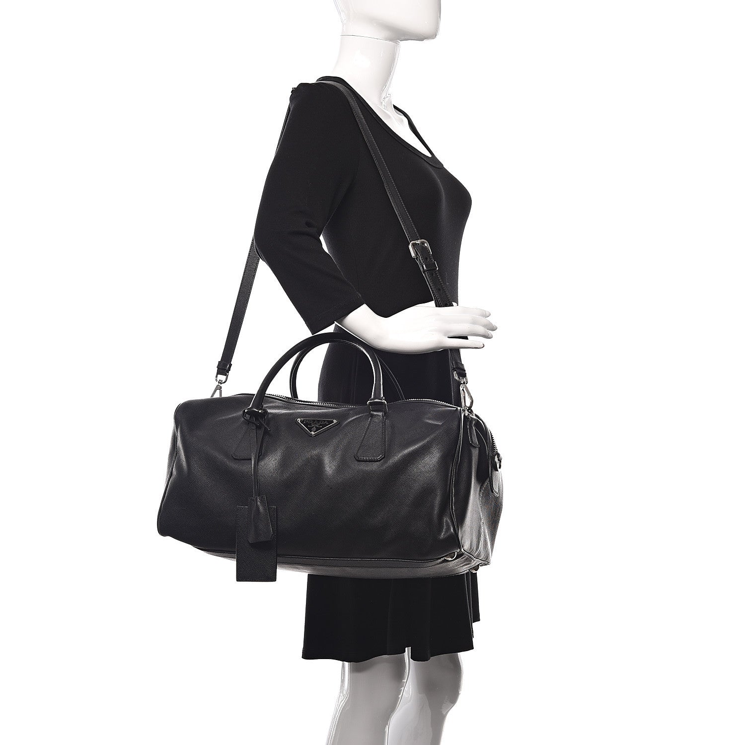 Prada Saffiano Duffle Travel Bag Black 2 of 11