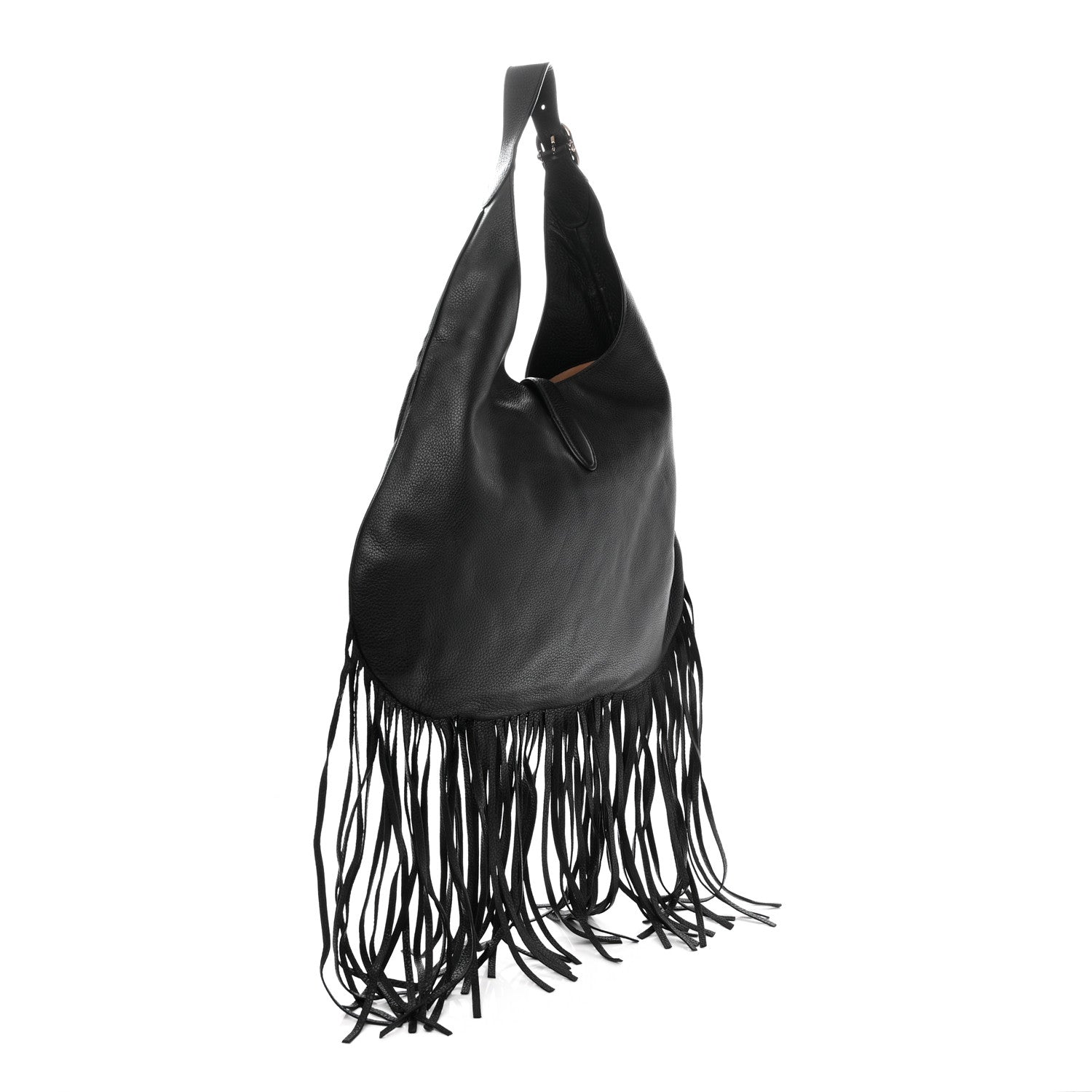 Gucci Calfskin Large New Jackie Nouveau Fringe Hobo Black 3 of 11