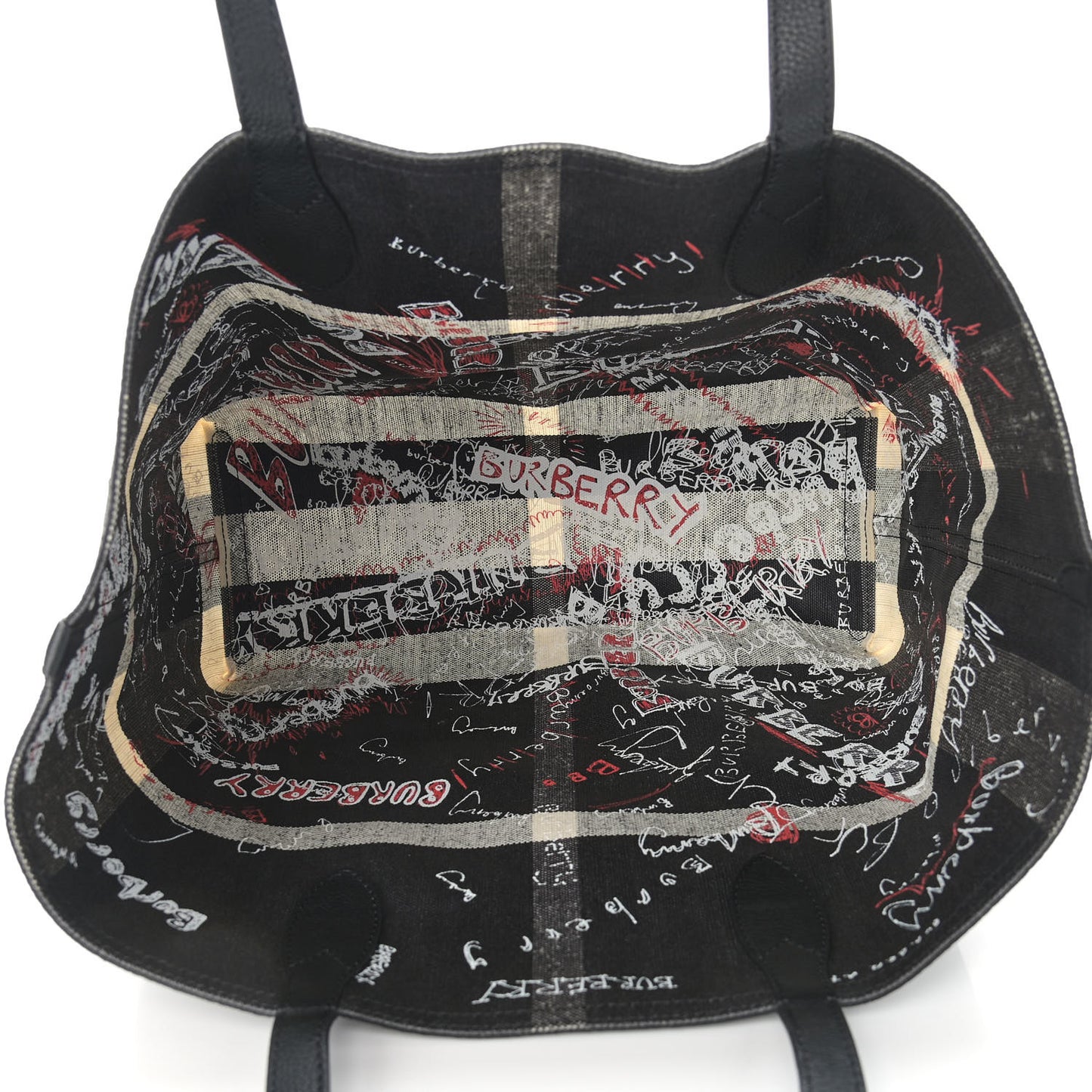 Coated Canvas Mega Check Sketchbook Medium Reversible Doodle Tote Black
