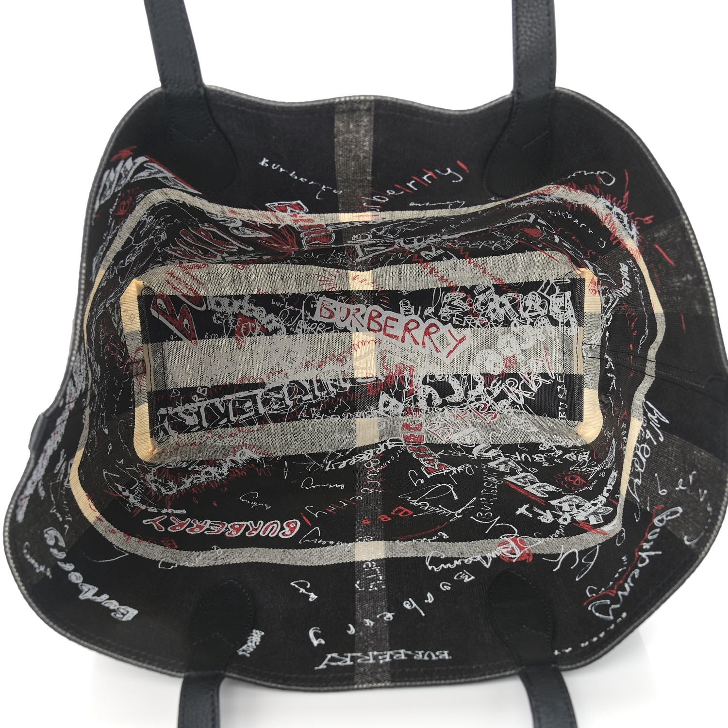 Burberry Coated Canvas Mega Check Sketchbook Medium Reversible Doodle Tote Black 9 of 18