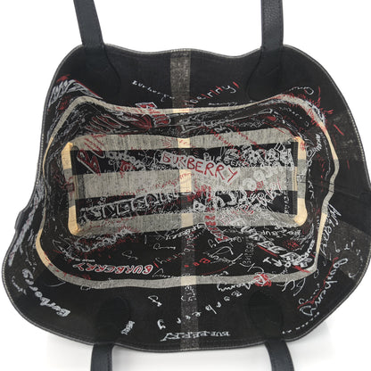 Burberry Coated Canvas Mega Check Sketchbook Medium Reversible Doodle Tote Black 9 of 18