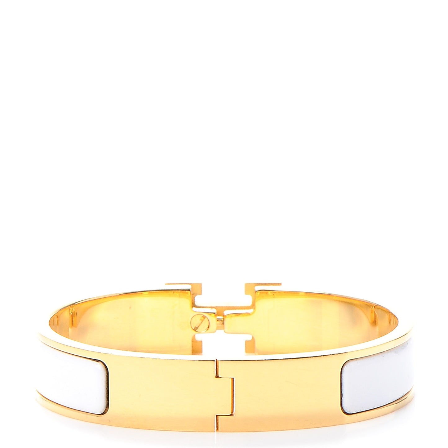 Enamel Narrow Clic Clac H Bracelet PM White