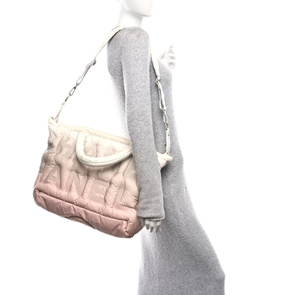 Chanel Nylon Embossed Large Doudoune Bowling Bag White Beige Pink 2 of 11