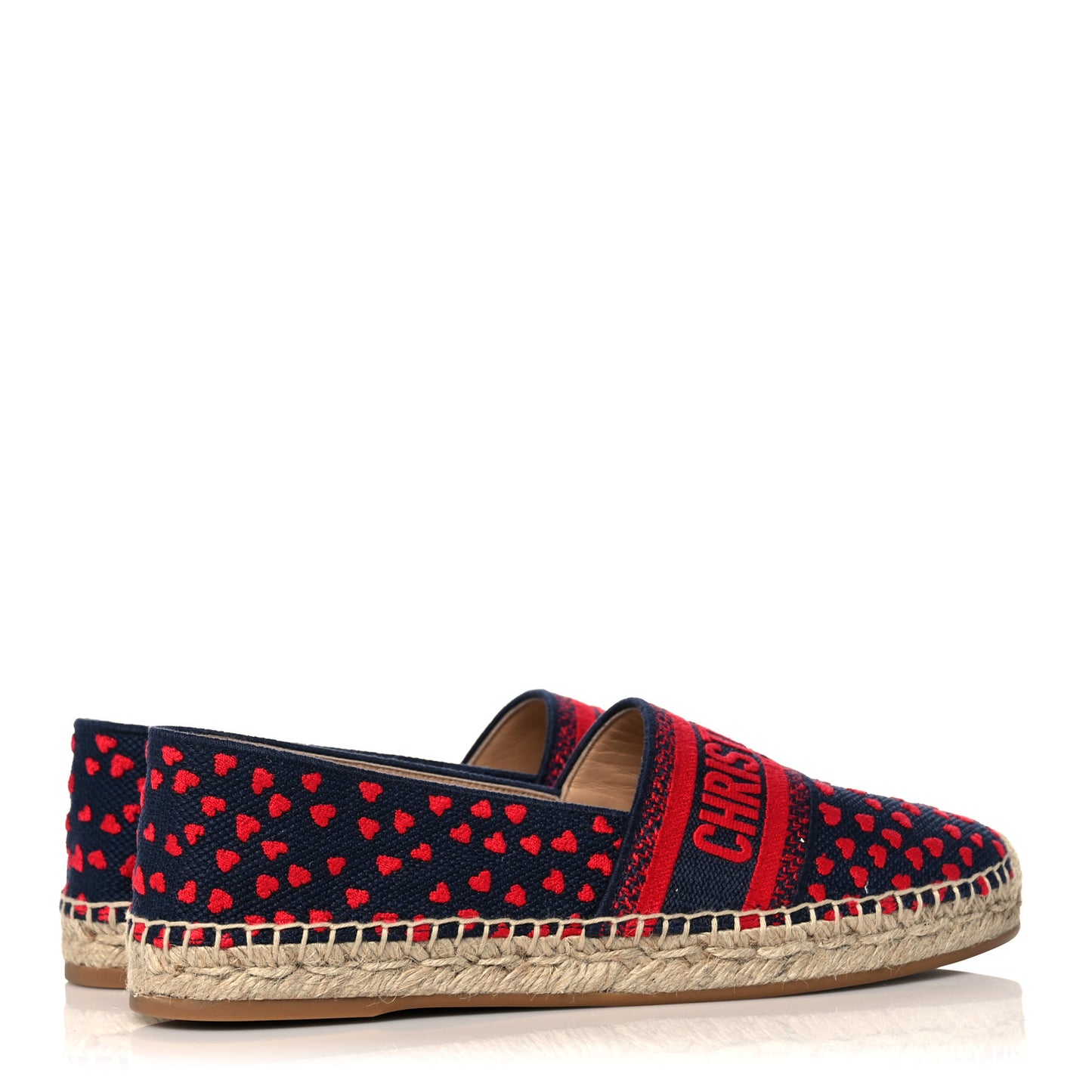 Cotton Embroidered Hearts Granville Espadrille 39.5 Blue Red