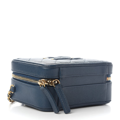 Chanel Caviar Quilted Small CC Filigree Vanity Case Dark Blue 3 of 8