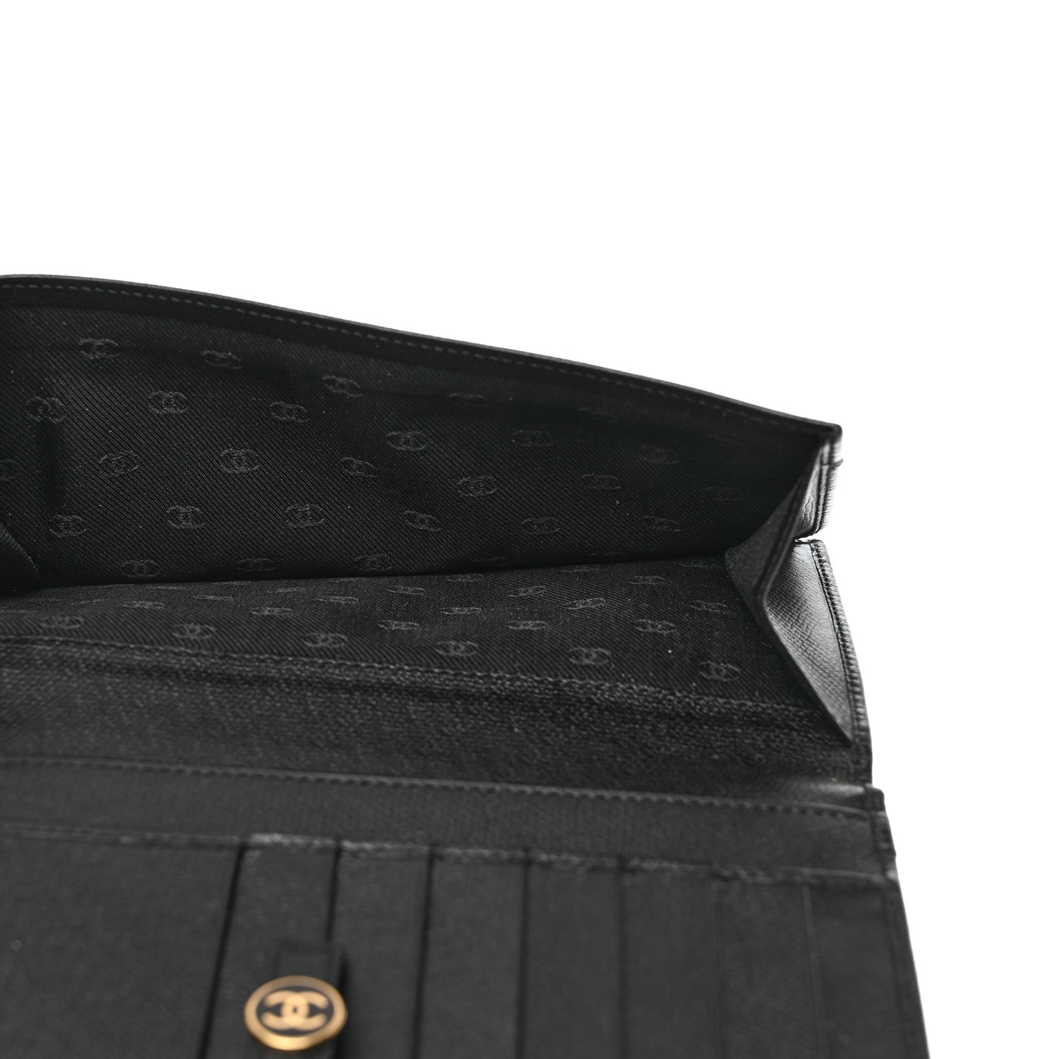 Chanel Grained Calfskin CC Button Long Wallet Black 6 of 9
