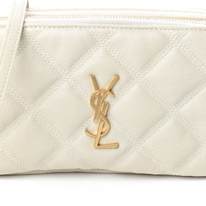 Saint Laurent Grained Lambskin Quilted Mini Becky Double Zip Bag Vintage White 11 of 11