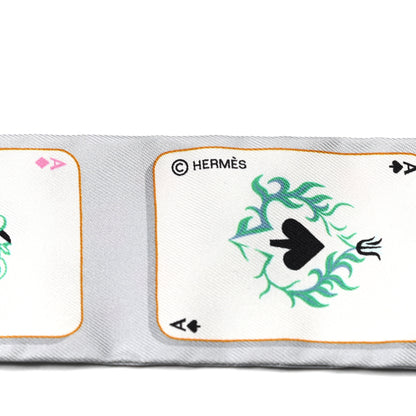 Hermes Silk Jeu de Cartes Twilly Gris Perle Rose Black 3 of 5