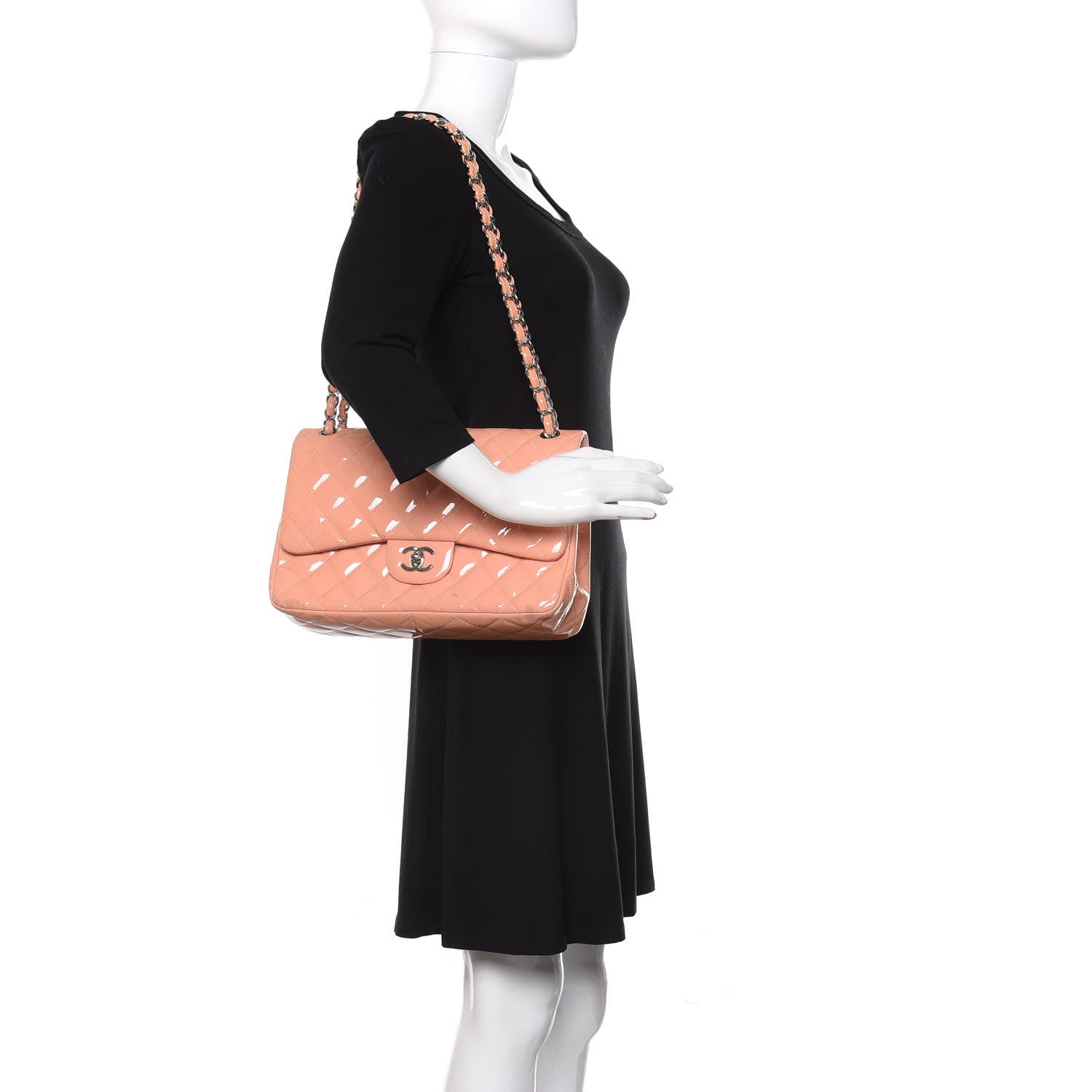 Chanel Patent Quilted Jumbo Double Flap Pink 2 of 18