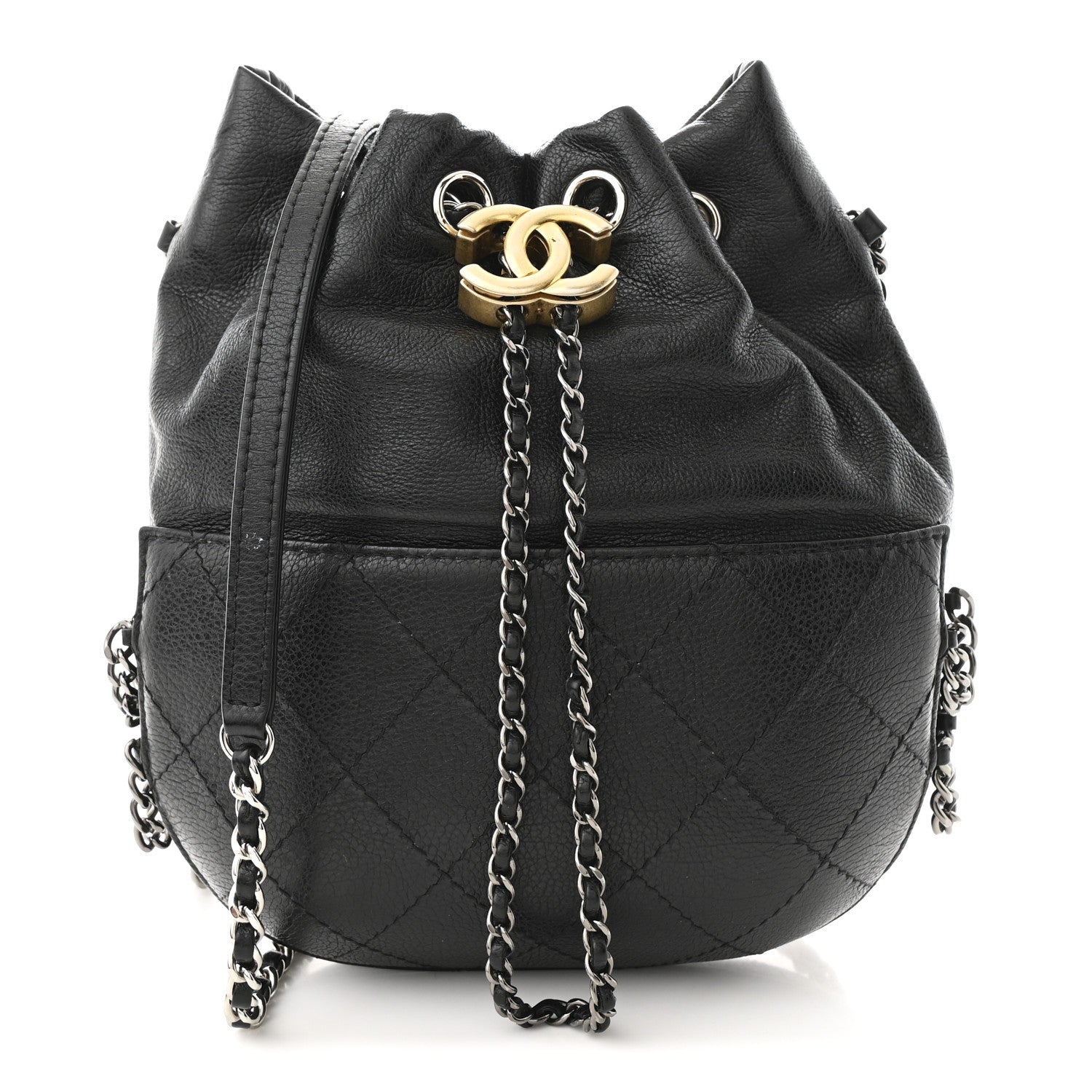 Chanel Calfskin Quilted Small Gabrielle Bucket Black 1 of 9