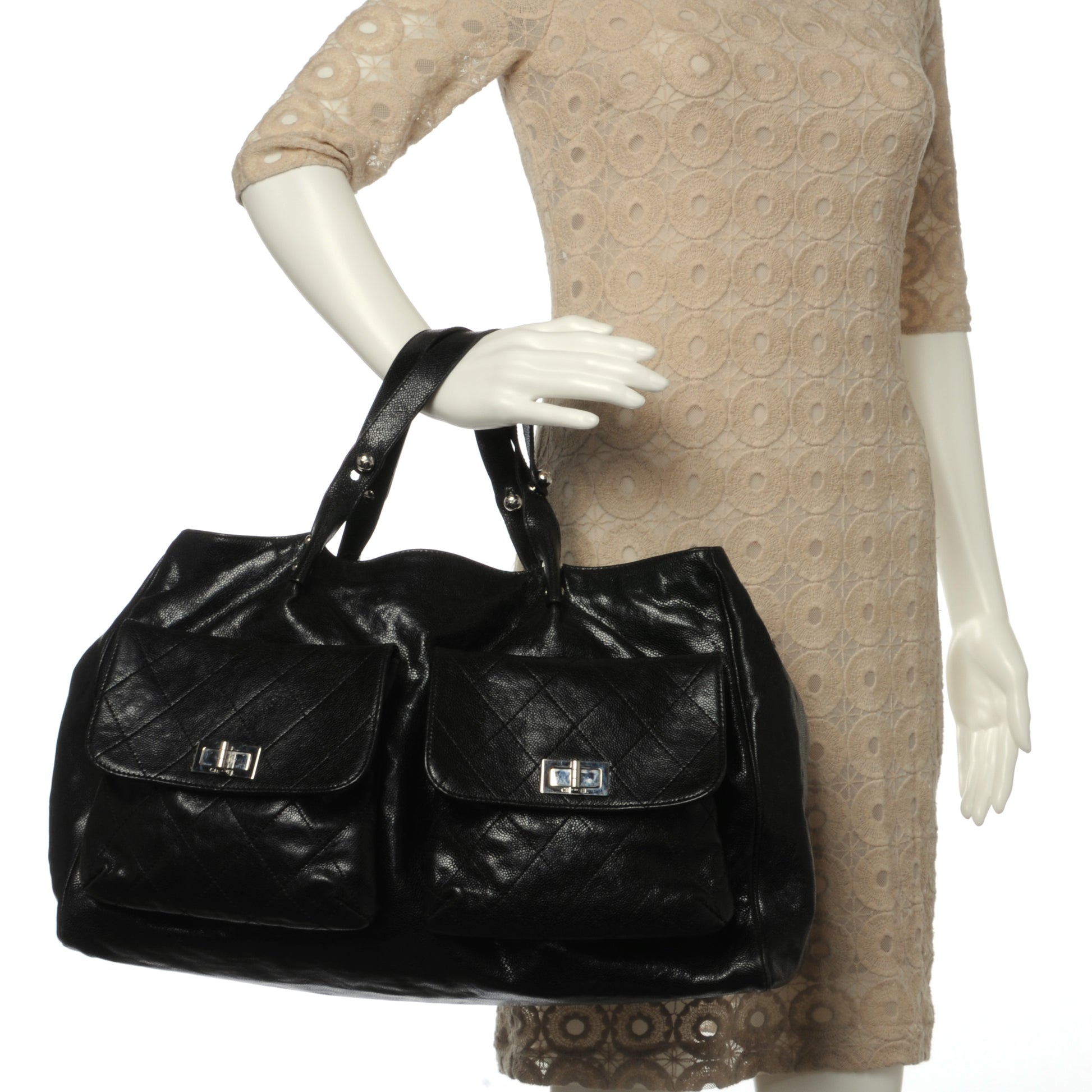 Chanel Glazed Caviar Mademoiselle XL Tote Black 2 of 8
