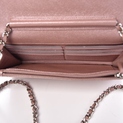 Chanel Metallic Caviar Chevron Quilted Vintage Mademoiselle Wallet On Chain WOC Pink 7 of 11