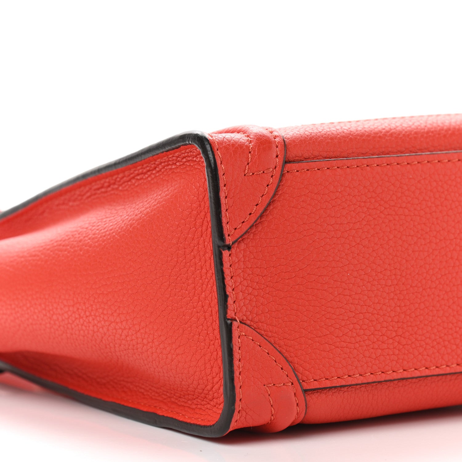 Celine Drummed Calfskin Nano Luggage Vermillion 9 of 11